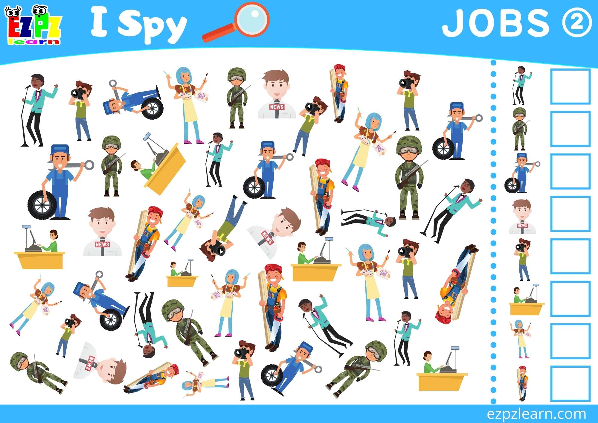 Jobs 2 Topic I Spy Game for kids Free PDF Download